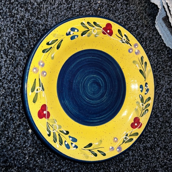 ⭐️Discontinued Style-Eyes By Baum Bros. Blue Yellow Floral  Dinner Bowl Plate - Picture 6 of 10